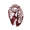 Foulard viscose motif feuille graphique frange 0726534 rouge bordeaux