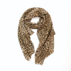 Foulard viscose motif léopard bords frangés 0726555 marron