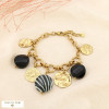 Bracelet acier cristal résine breloque zèbre léopard 0226531 noir