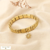 Bracelet élastique acier maillons articulés strass 0226511 doré
