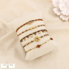Ensemble 5 bracelets acier cristal pierre polyester 0226558 marron
