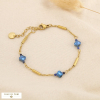 Bracelet acier inoxydable trèfle cristal pierre 0226554 bleu foncé
