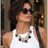 Collier acier cristal résine breloques zèbre léopard 0126536 noir