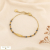 Bracelet acier martelé cristal pierre minimaliste 0226552 bleu foncé