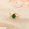 Bague ajustable acier bille cabochon pierre ovale 0426533 vert