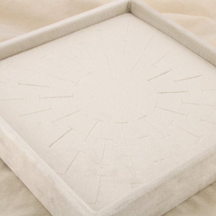 Présentoir Bagues carton carré tissu velours 0626517 naturel/beige
