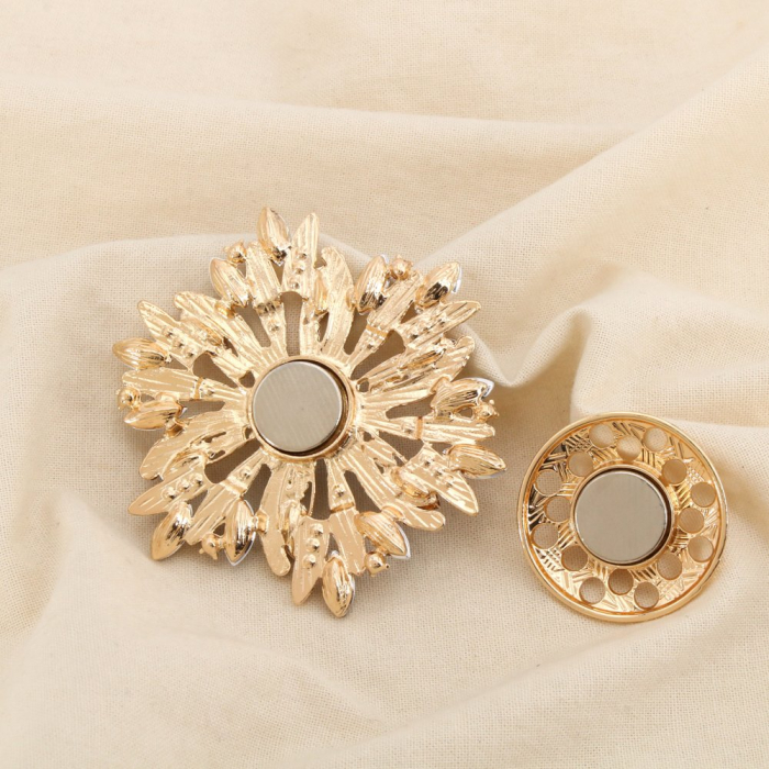 Broche floral rayonnant métal strass cristal AIMANTÉ 0526514 vert