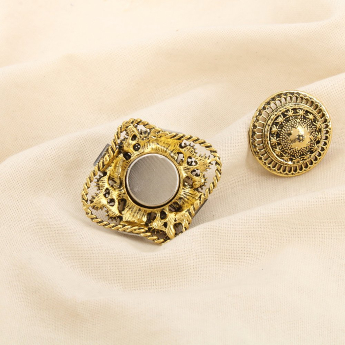 Broche AIMANTÉE style antique métal perles cristal 0526517 vert
