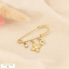 Broche épingle à nourrice acier strass charms trèfle 0526507 doré