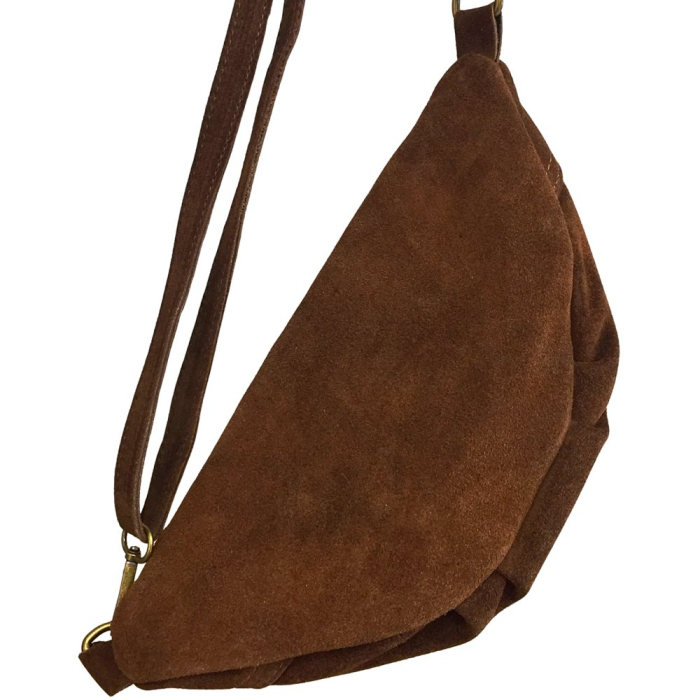 Sac banane cuir véritable daim 0924001 marron