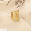Bague acier inoxydable multirang ajouré géométrique 0426519 doré