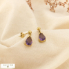 Boucles d'oreilles acier cristal goutte facettée 0326548 violet