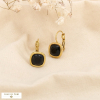Boucles d'oreilles acier inox cristal carré facetté 0326576 noir