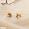 Boucles d'oreilles fleur acier inoxydable cristal 0326571 doré rose