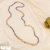 Collier SAUTOIR acier cristal médaillons martelés 0126550 rouge bordeaux
