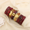 Ensemble 7 bracelets acier inox résine tons bordeaux 0226606 rouge bordeaux