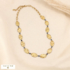 Collier acier inox cristal médaillon ovale martelé 0126533 noir