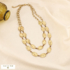 Collier double rang acier cristal médaillon martelé 0126534 doré rose