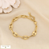 Bracelet acier inoxydable maillons grain de café 0226577 doré