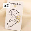 2 Bagues d'oreilles Ear cuffs acier strass chaînette 0326537 doré