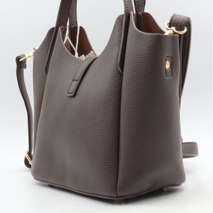 Sac à main Flora&Co simili-cuir grainé deux anses 0926515 marron foncé