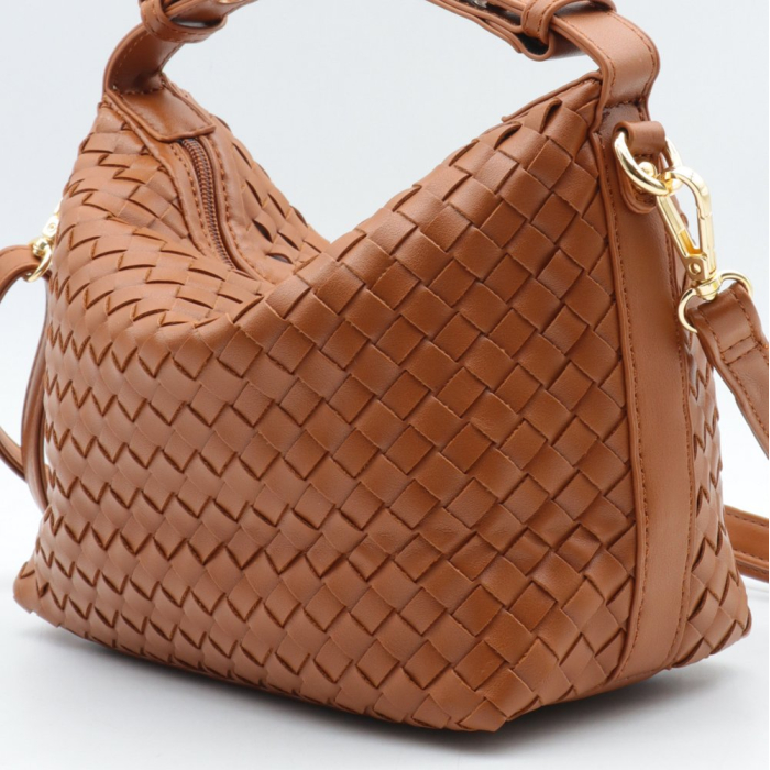 Sac à main Flora&Co simili-cuir tressé anse réglable 0926520 cognac