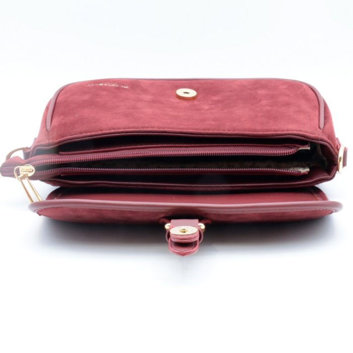 Sac à bandoulière Flora&Co simili-cuir daim rabat 0926522 rouge bordeaux
