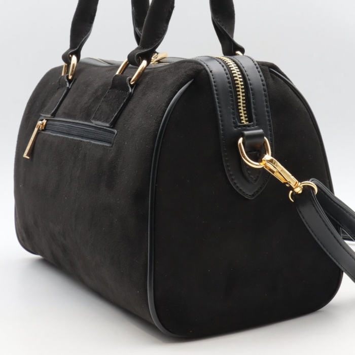 Sac bowling Flora&Co simili-cuir daim clous dorés 0926527 noir