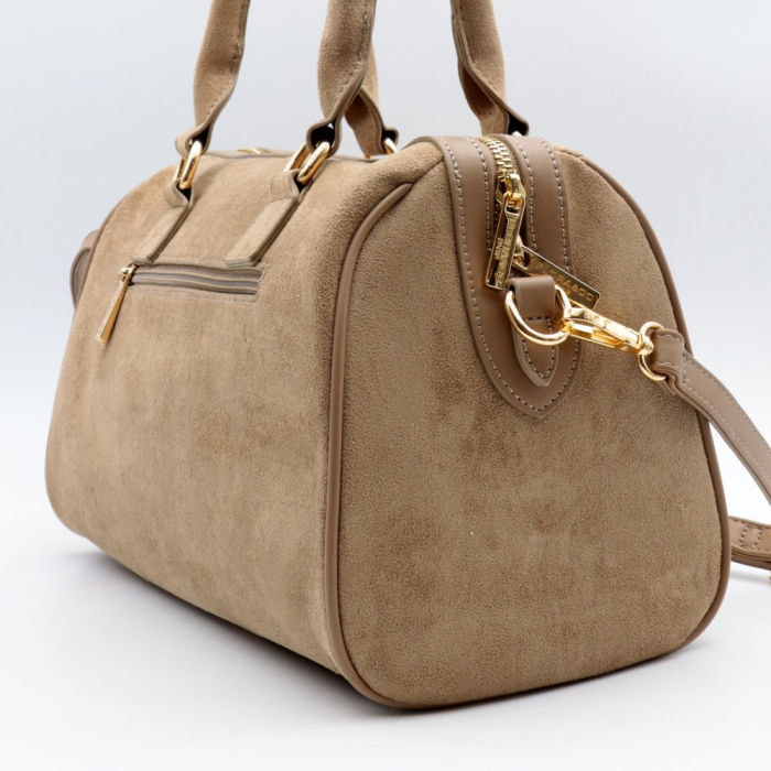 Sac bowling Flora&Co simili-cuir daim clous dorés 0926527 taupe
