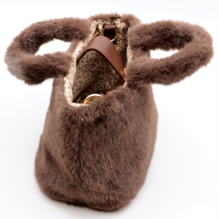 Sac à main Flora&Co fausse fourrure synthétique 0926528 marron foncé
