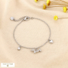Bracelet acier strass breloques chien teckel coeur 0226521 argenté