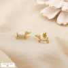 Boucles d'oreilles chien teckel acier inox strass 0326529 doré